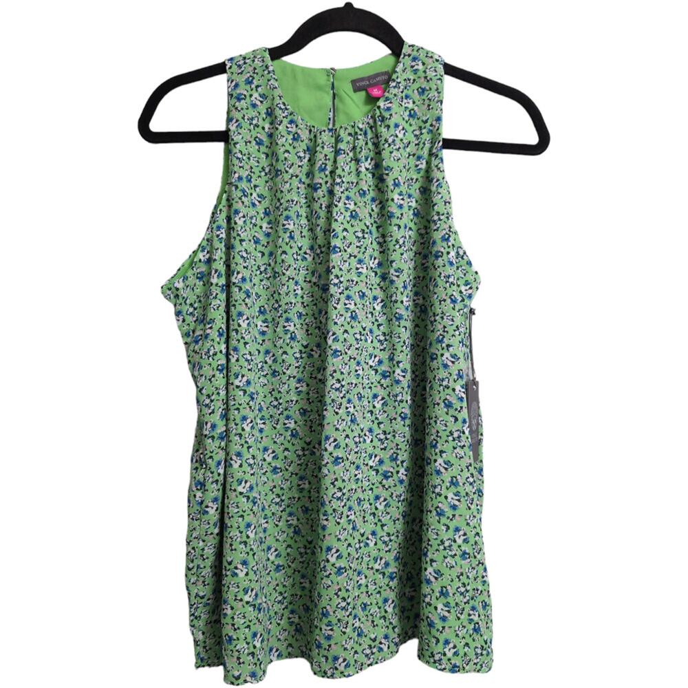 NWT VINCE CAMUTO Green Floral Sleeveless Polyester Chiffon Blouse Size S